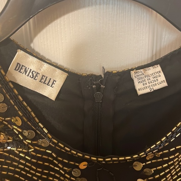 Denise Elle, Vintage Beaded Black Cocktail/ Party/ Dress - Petite Large - Picture 3 of 5